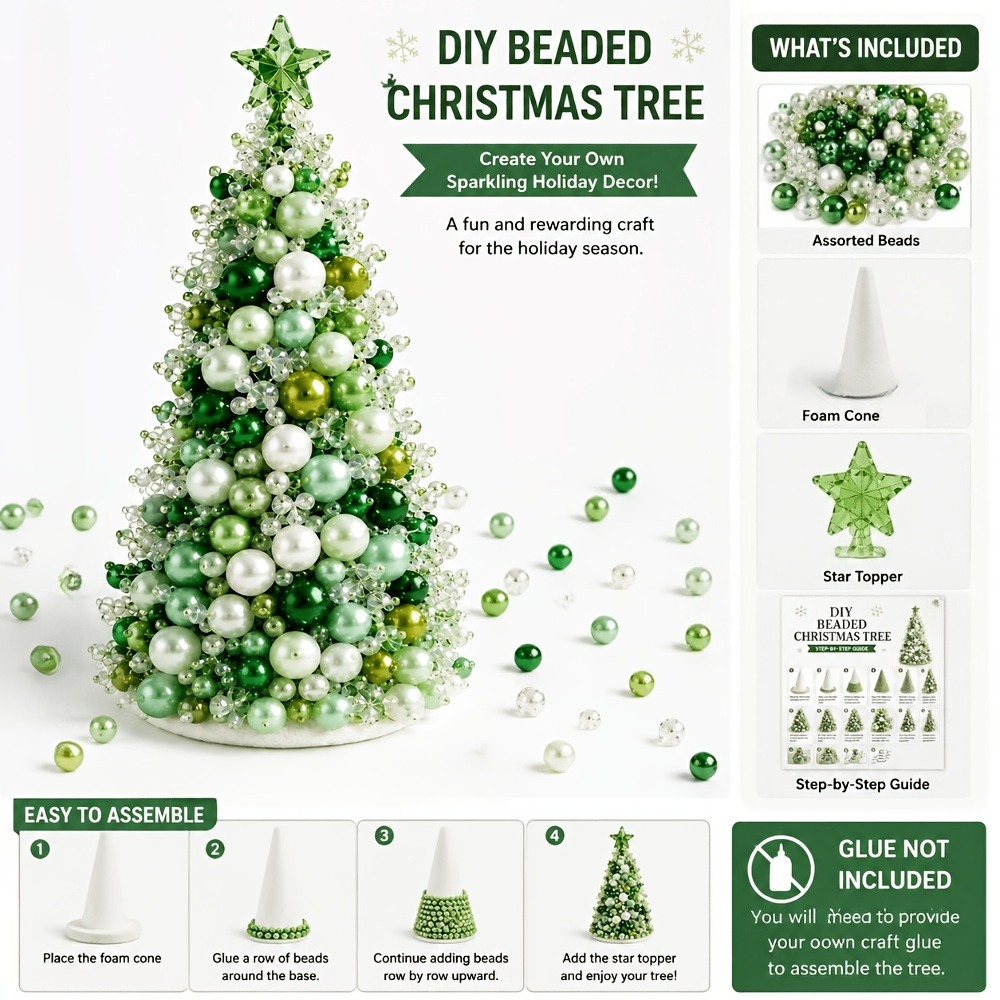 Art Craft Tree - DIY Beaded Christmas Tree Kit, Handmade